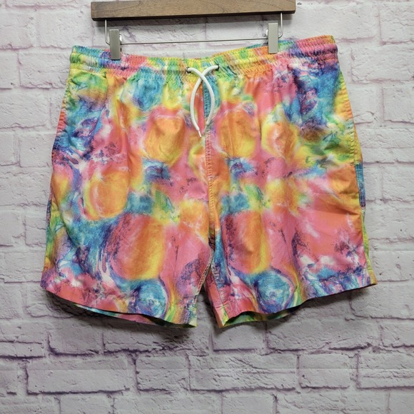 Trunks Surf & Swim Co Tie Dye Swim Shorts Mens XXL Drawstring Mesh Lined Beach - Picture 1 of 8